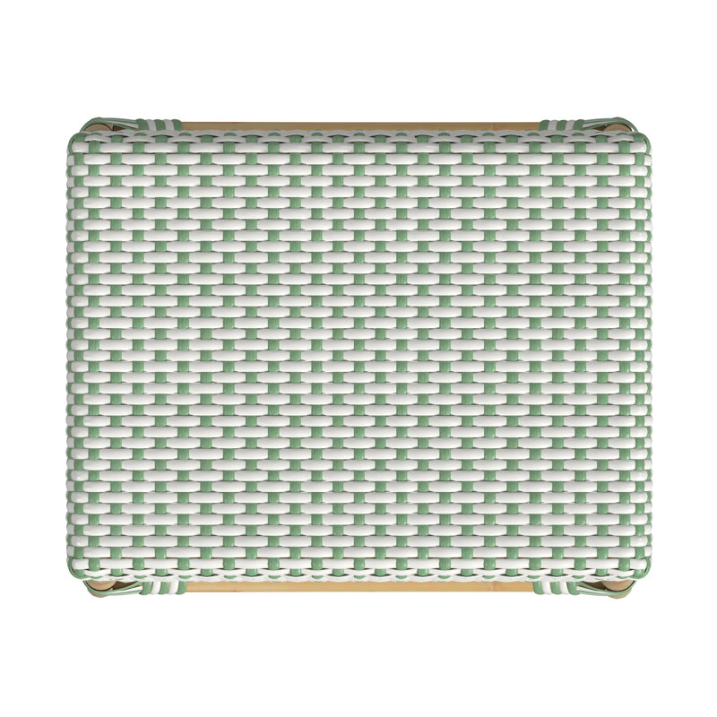 Robias Rattan Bar & Counter Stool, White/Green Dot/ Natural Rattan Frame, Counter Stool (24.5" Seat Height)