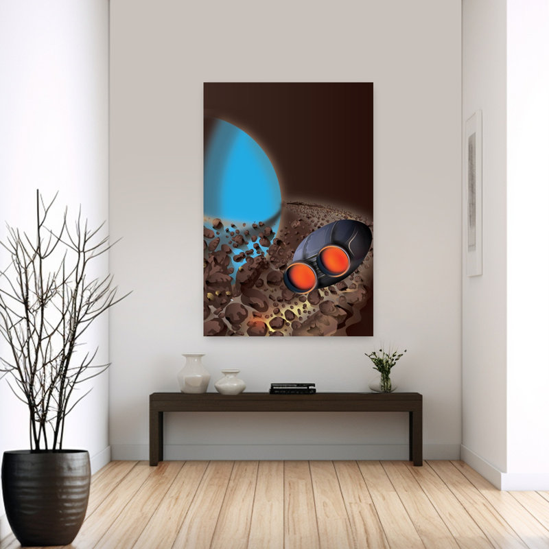 Blue Planet Voyage Abstract Contemporary Landscape Nature Wall Art Print 1 Piece Wrapped Canvas Wall Art
