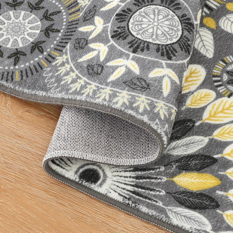 Mcnish Machine Washable Non Slip Kitchen Mat, Gray/Yellow
