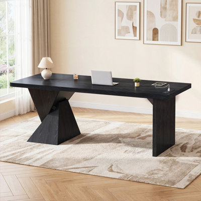 70.9" Executive Desk, Large Home Office Desks With Power Outlet