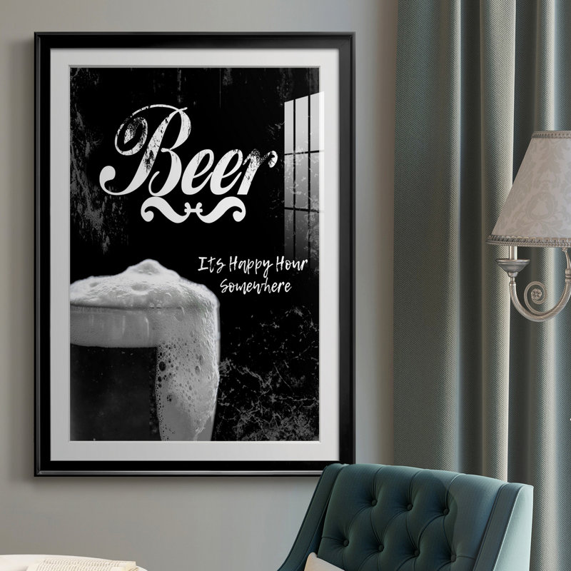 Beer - art textuel avec cadre photo, H 30,5 po x l 42,5 po x P 1,5 po, Noir