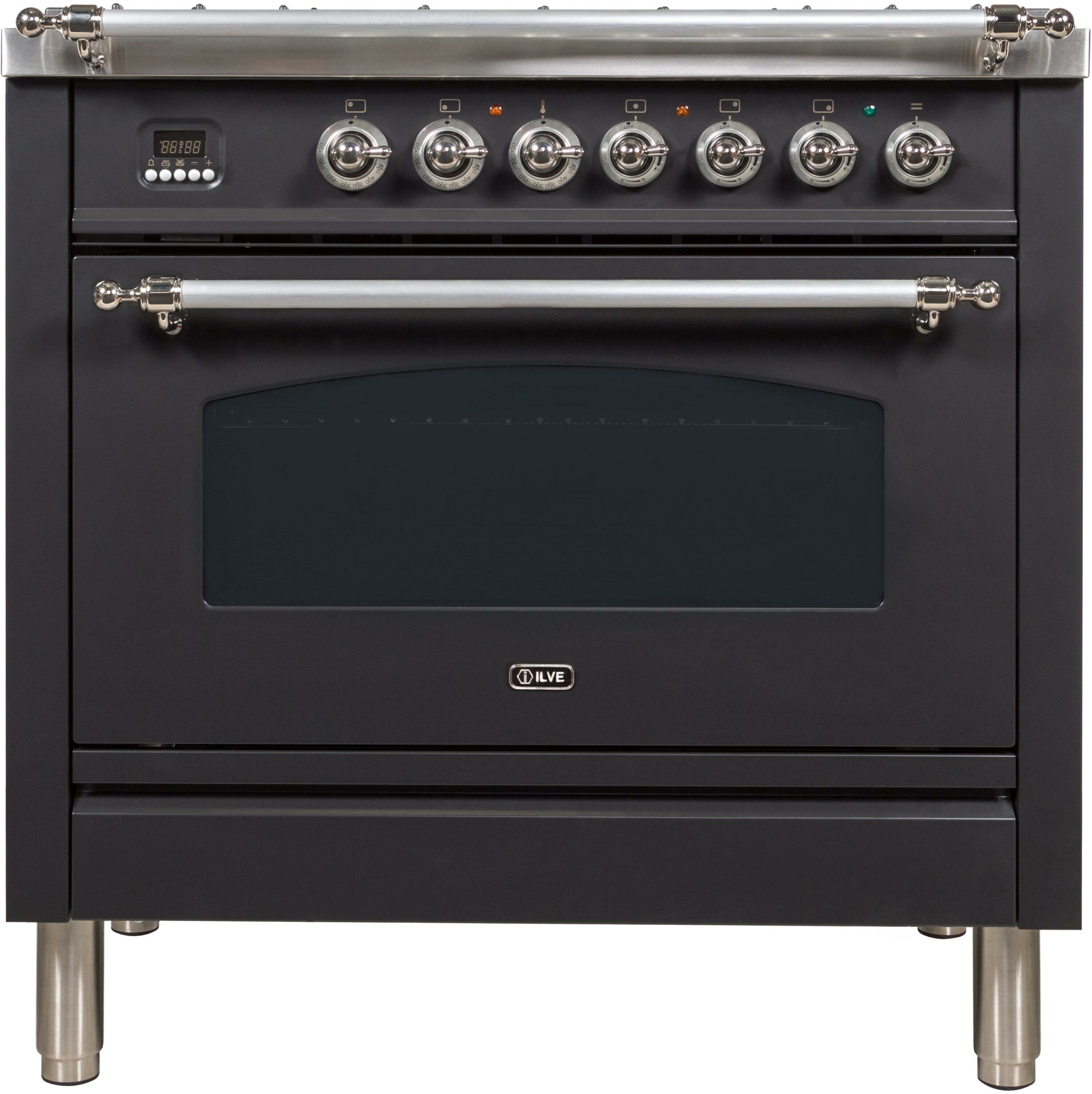 Range DECO 36'' Classic Red matte, Chrome - 6 gas, electric oven