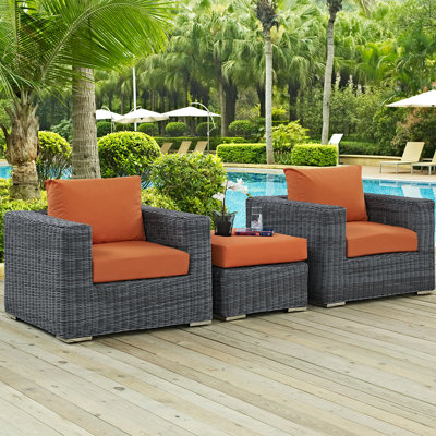 Modway Invite 3 Piece Outdoor Patio Sunbrella Sectional Set