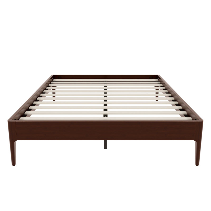 15 Inch High Queen Size Solid Dry Bamboo Wood Platform Bed Frame, with Wood Slat Metal Support, Modern & Minimalist Style, No Box Spring Needed, Easy Assembly, Chocolate