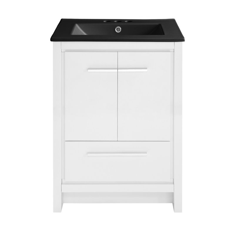 Virage 24" Freestanding, Bathroom Vanity, White, Black, 3