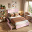 Lit plateforme avec tête de lit, 4 tiroirs de rangement sous le lit, cadre de lit plateforme double pour chambre à coucher, chambre d'amis, personnalisé-795479059-795479062