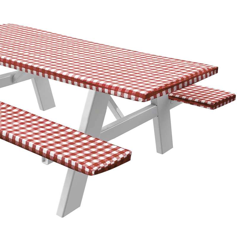 Vinyl Picnic Fited Tableclth Rectangle 3 Pcs 30 X 96 Inch Burgundy, 60" x 30", Brown