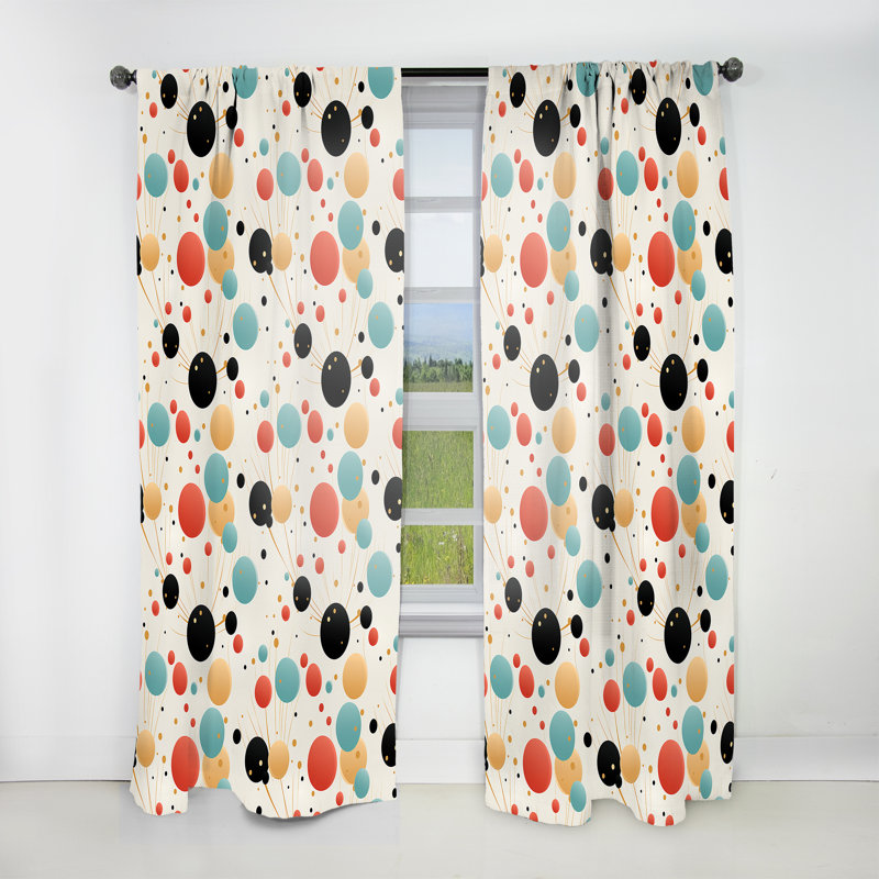 Motif à pois contemporain chic - Rideau abstrait - Rideau obscurcissant - 1 panneau, L 52 po x L 95 po