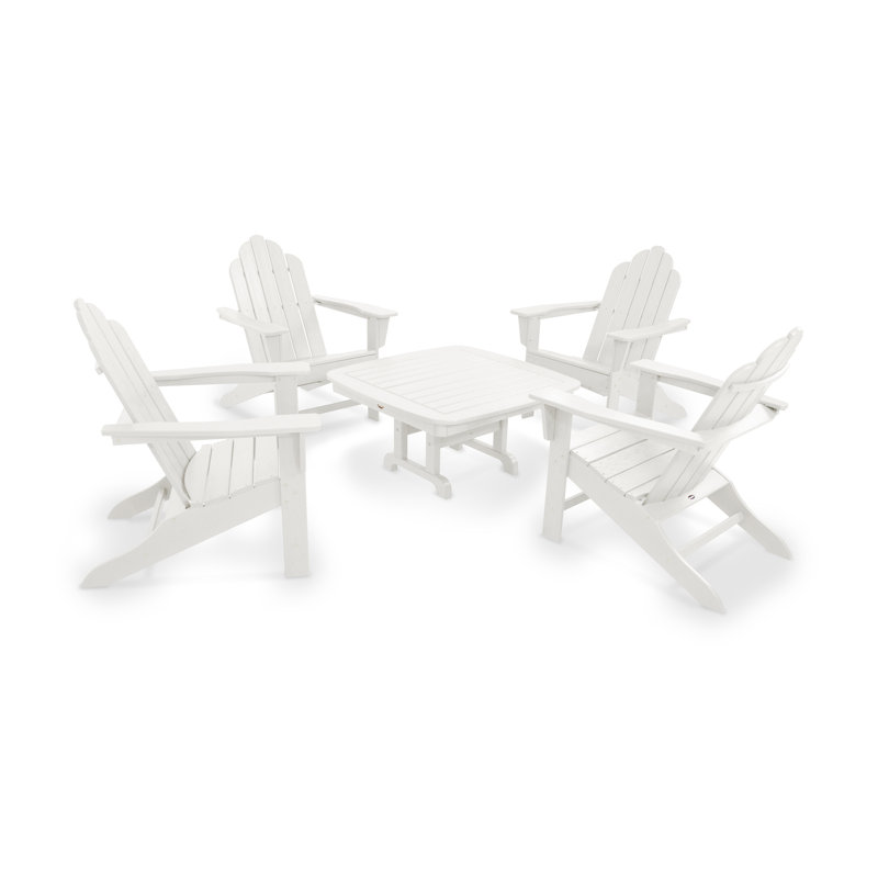 POLYWOOD Long Island Adirondack 5-Piece Conversation Group, White