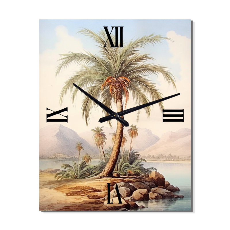 Minimalisme Palm Paradise - Horloge murale tropicale, Grand