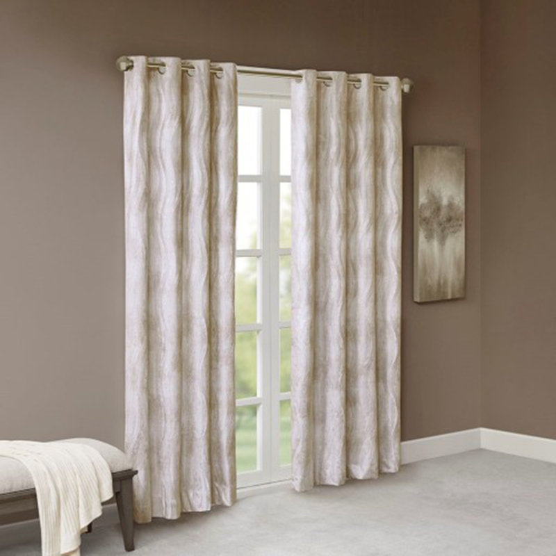 Printed Jacquard Grommet Top Total Blackout Curtain Panel(Only 1 Pc Panel), 50" W x 95" L