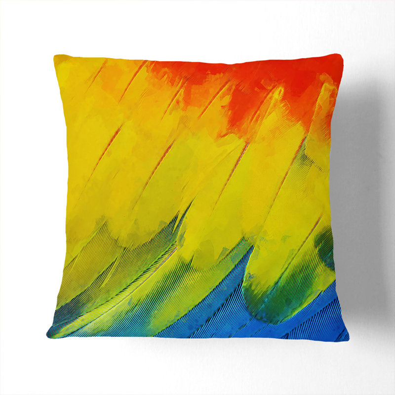 Feathers of the Parrot in Abstract Cushion with Filling, 55cm H x 55cm W x 20cm D, White