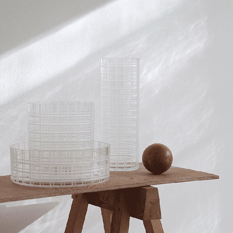 Cut in Number Table Vase, 13" H x 4.65" W x 4.65" D