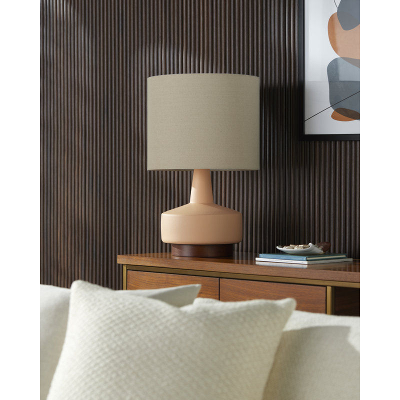 Minta Ceramic Table Lamp, Peach Yellow, Beige