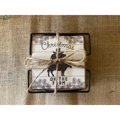 Coaster Set - Farm House - Christmas