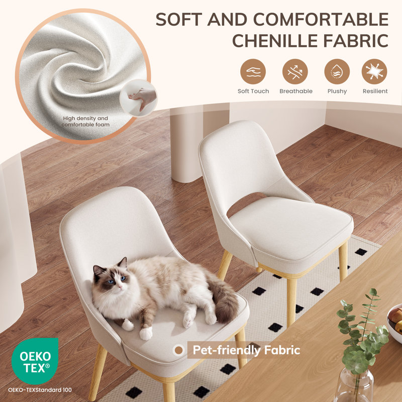 49cm H Upholstered Dining Chair, Beige