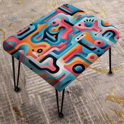 Pink Nomadic Geometric Illusions - Geometric Rectangle Ottoman