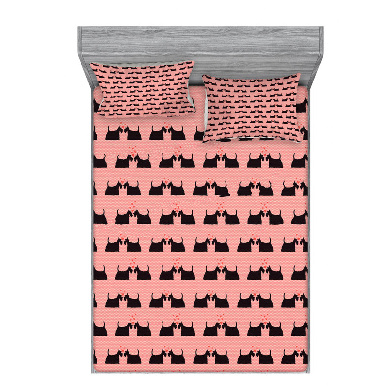 Microfiber Patterned Fitted Sheet, Queen Fitted Sheet with 2 Pillowcases