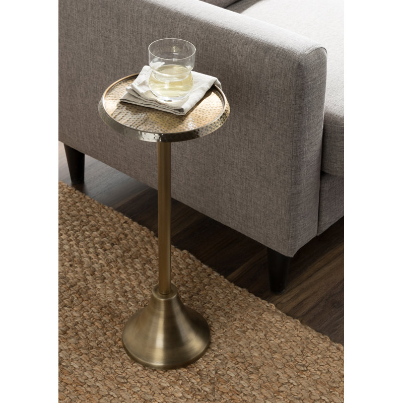 Table de bout Deanna, H 23 po x l 9 po x P 9 po, Base or bruni / plateau or bruni