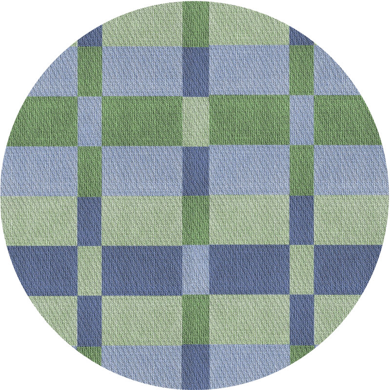 Tapis géométrique bleu / vert Zak, Rond 6 pi
