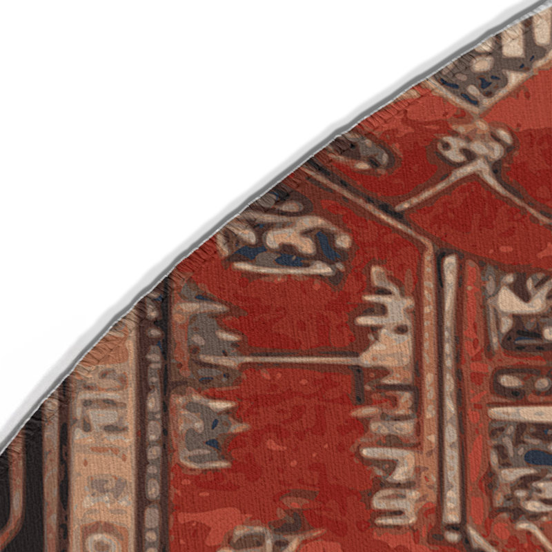 Persian Brown Indoor and Outdoor Area Rug, Round 5'