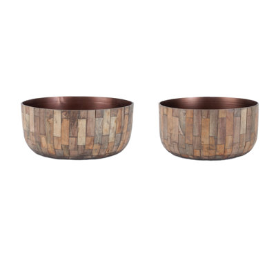 Round Wooden Bowl Planter