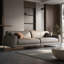 Canapé modulaire gris en cuir véritable