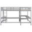 Lit mezzanine simple en forme de L en bois gris avec et 2 bureaux intégrés - lit simple Elegance pour chambre à coucher, bureaux encastrés, option d'espace de vie polyvalent-988702861