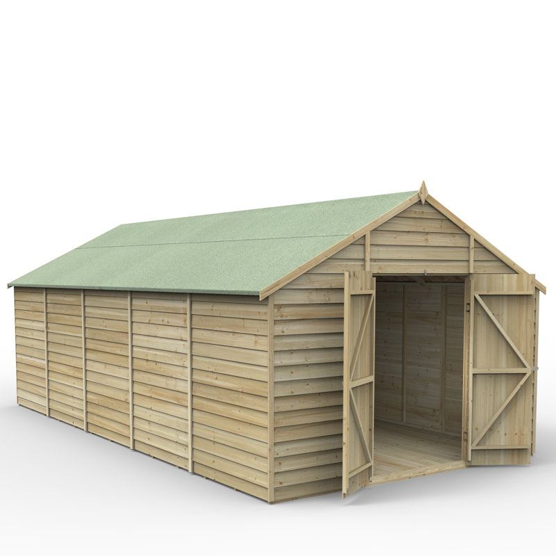 Overlap Pressure Treated 10 x 20 Apex Shed - No Window, Double Door, Yes