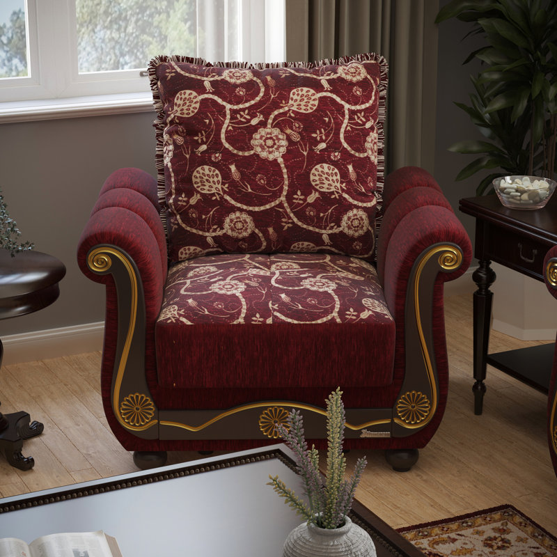 Fauteuil rembourré convertible, Timberline, bourgogne, compartiments de rangement, sièges confortables pour les invités, assemblage de 30 minutes en chenille bourgogne de Timberline, fonctionnel, petit adapté