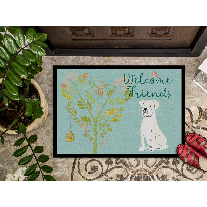 Yonker Non-Slip Indoor / Outdoor Doormat, White Boxer
