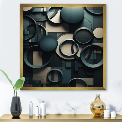 «Teal Fragmented Forms - Cubism», art mural