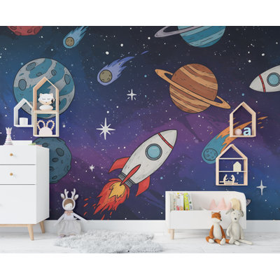 Adhésif décoratif espace | Murale galaxie | Papier peint Outer Space | Art mural étoiles et planètes célestes | Décoration astronomique 590RS (non tissé) RS590