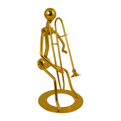 7" Gold Metal Trombone Player Figurine
