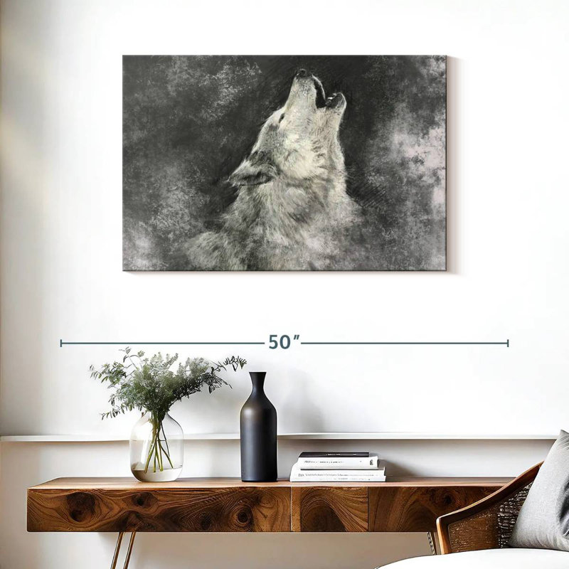 Howling Wolf BW, H 24 po x l 36 po