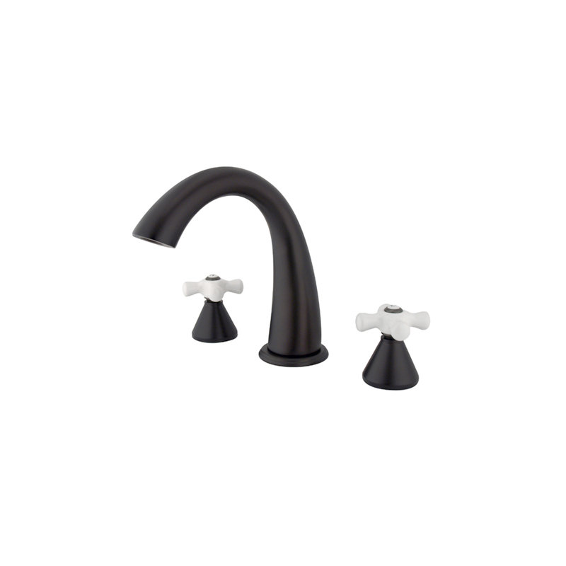 Double Handle Deck Mounted Roman Tub Faucet, Oil Rubbed Bronze