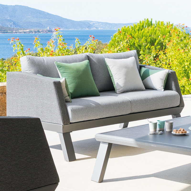 Shenorock 84cm Wide Metal Garden Sofa with Cushions