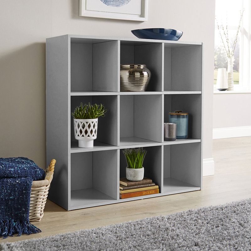 Stenberg 90cm H x 90cm W Cube Bookcase, Grey