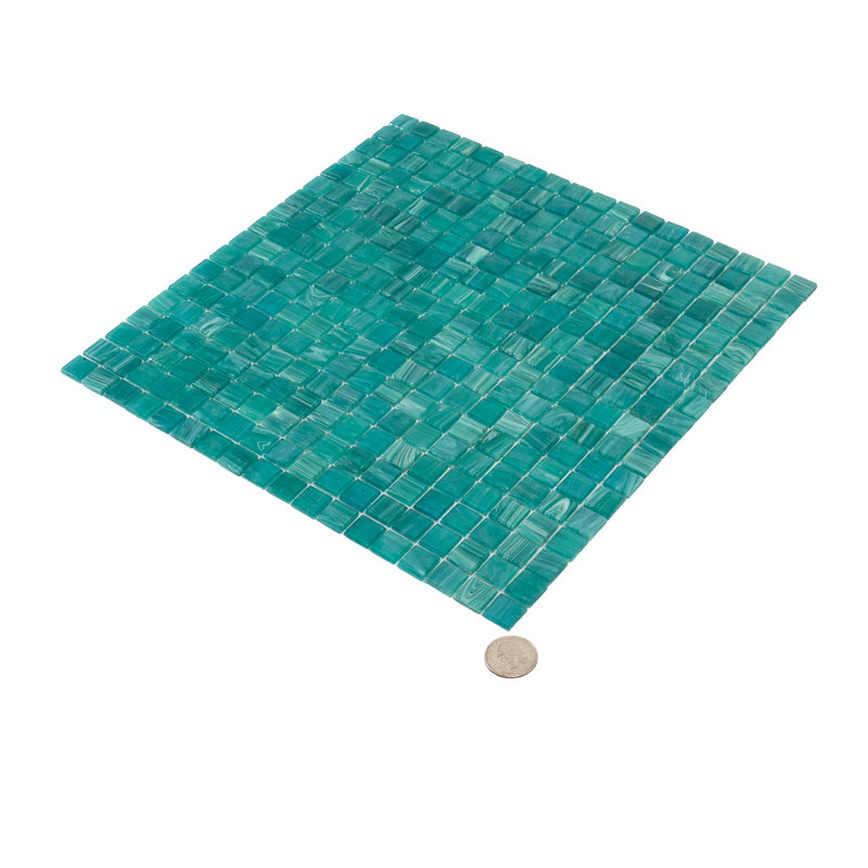 Skosh 0.6" x 0.6" Glass Grid Mosaic Wall & Floor Tile , Cerulean Green