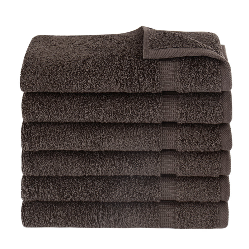 Agathon Turkish Cotton Hand Towels - Fast-Drying, Ultra Plush Bathroom Towels, Set of 6, Chocolate