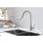 Brushed Nickel Kitchen Faucet With Pullout - Stainless Steel, 360 Swivel Nozzle For Seamless Water Reach, Single Handle Temperature And Flow Control, Corrosion Surface Pull Down Rotatable Optimal-490858838