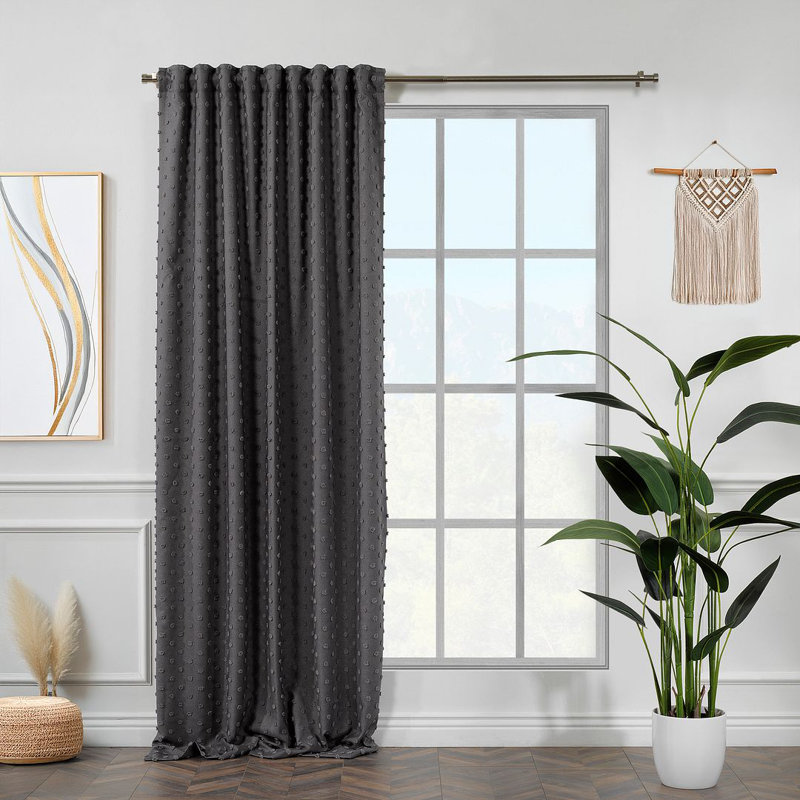 Rideau décoratif très long et très large en polyester, Gris, L 52 po x L 132 po
