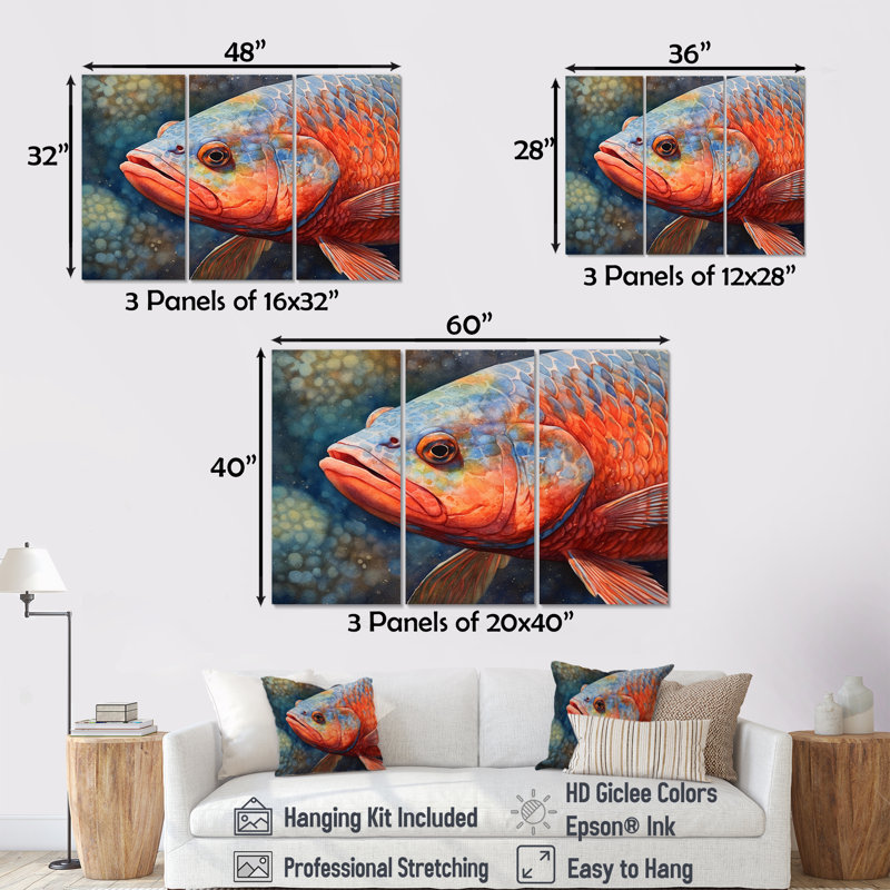 «Underwater Fish Fantasy I», ensemble d'art sur toile, H 40 po x l 60 po