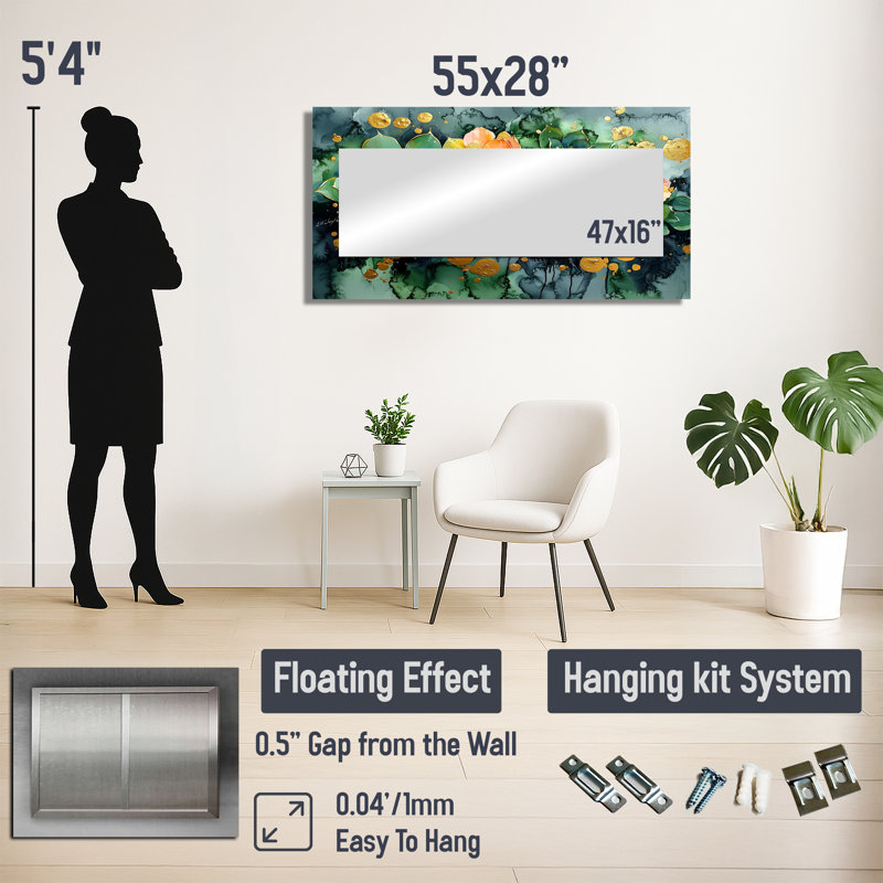 Printemps symphonie d'Echeveria Elegans Garden II - art de miroir mural succulent - imprimé sur métal, 28 po x 55 po