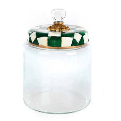 Emerald Check Glass/Stainless Steel/Brass/Steel Jar