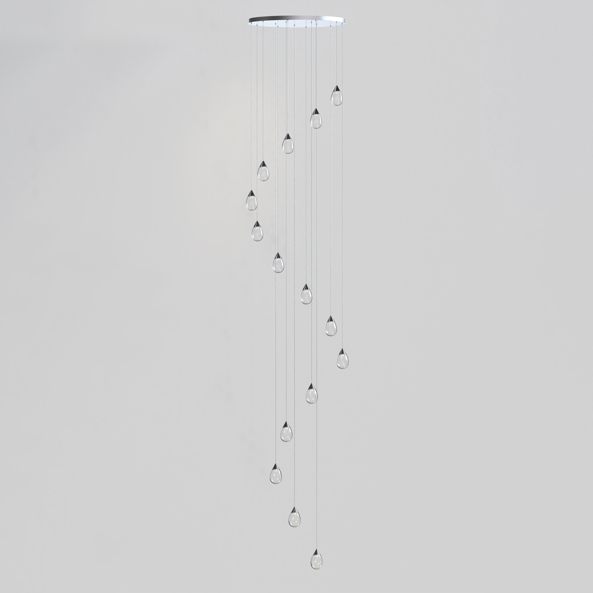 Alheidis 15 Light Glass Dimmable Pendant, Clear, Polished Chrome