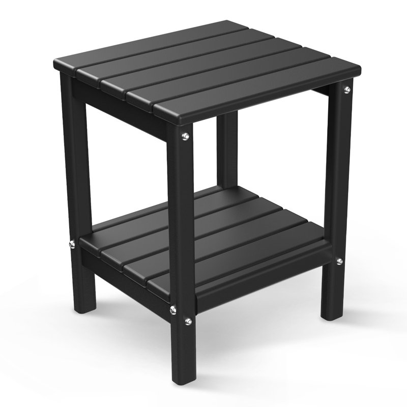 Matei 14 L x 13 W Outdoor Adirondack Side Table, Noir