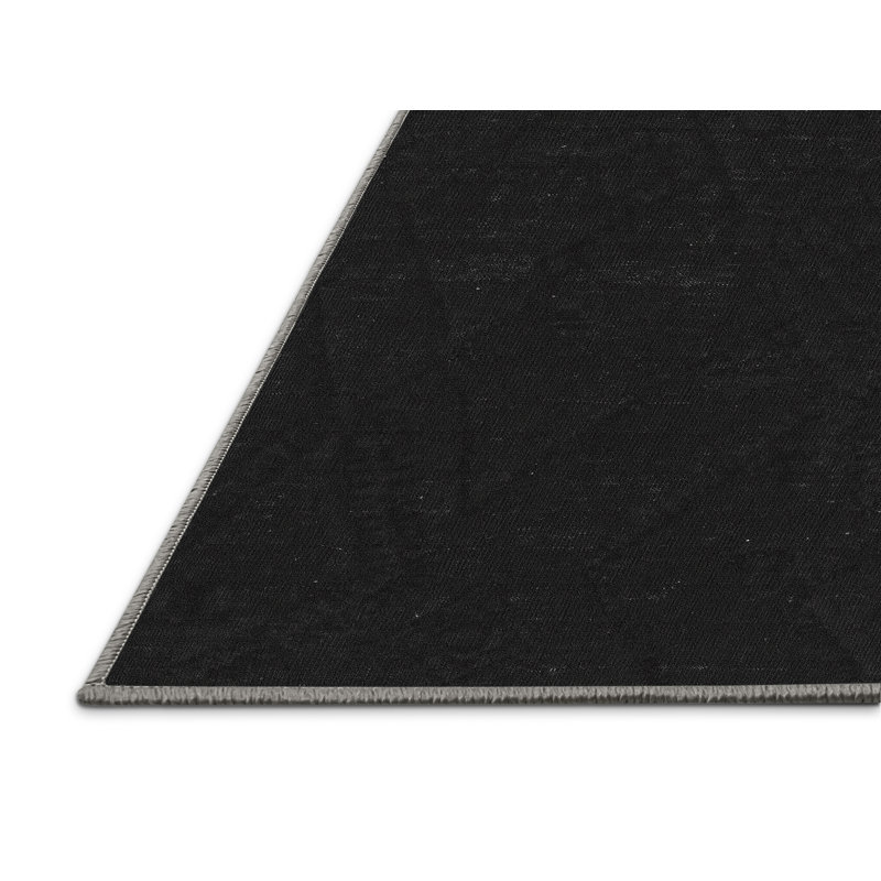 Tapis noir en chenille / polyester tissé à la machine Mekaela, Tapis de couloir 2 pi x 5 pi