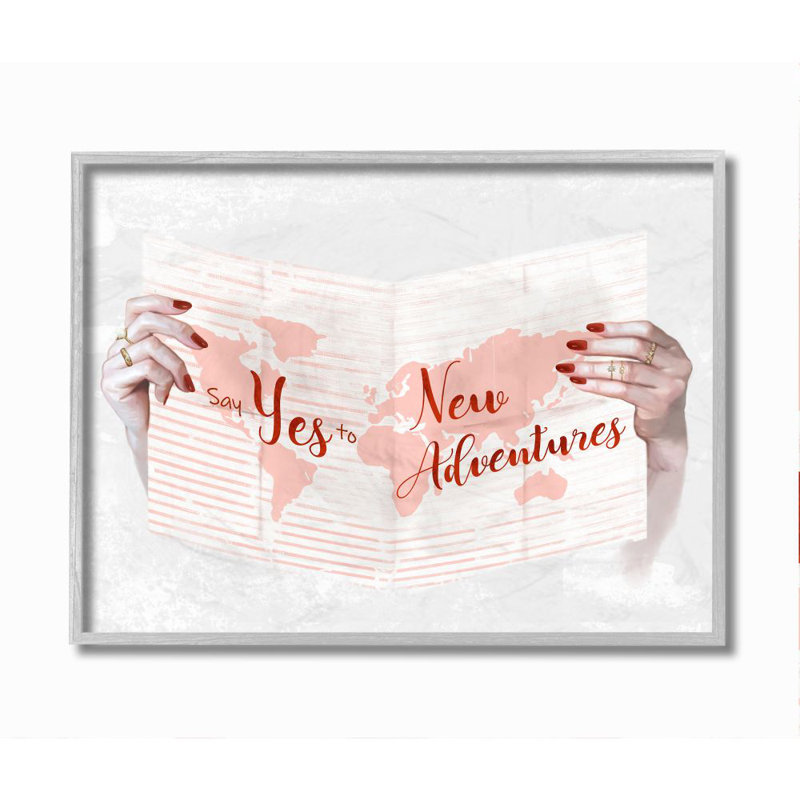 « Oui » à « New Adventures Text Travel sentiments » par Ziwei Li-impression d’art graphique, H 14 po x l 11 po x P 1,5 po