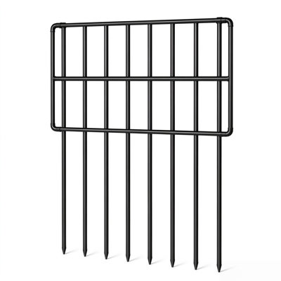 Clôture de jardin décorative antirouille avec barrière L 27 pi x H 17 po en métal noir No-Dig Stake-In Animal Barrier 25 (-Pack)